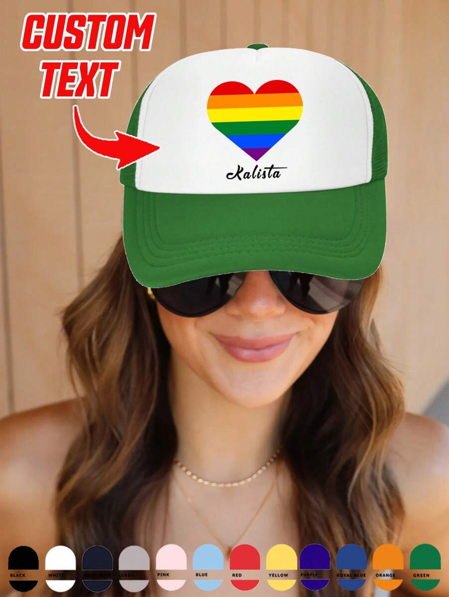 Șapcă de baseball personalizată imprimabilă cu text/nume, 1 buc., cu imprimeu floral al lunii mândriei, pălărie unisex pentru șofer de camion, potrivită pentru petrecere, festival, aniversare