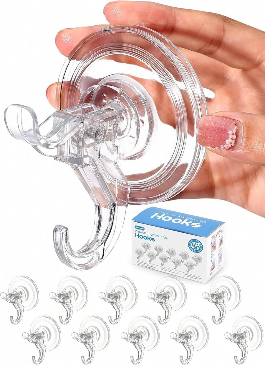 Antimbee 3 Pack Suction Cup Hooks, Clear Suction Cup Hanger, Removable Small Suction Cups For Shower, Bathroom, Glass, Door, Windows, Kitchen-Max Hanging Up To 11 Lbs On Smooth Surface