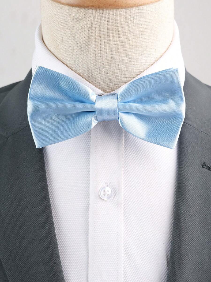 1 pièce Nœud papillon polyvalent de couleur unie pour hommes, convenant pour un usage quotidien, des mariages, des fêtes et des activités professionnelles