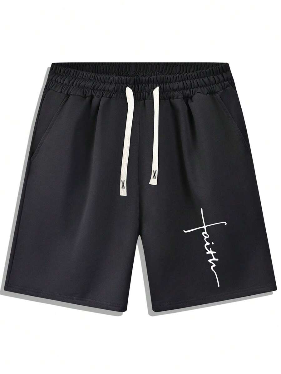 Men Summer Shorts, Simple Style With Letter Printed Pattern, For Travel, Vacation, Outdoor Activities, Fitness, Running, Etc.