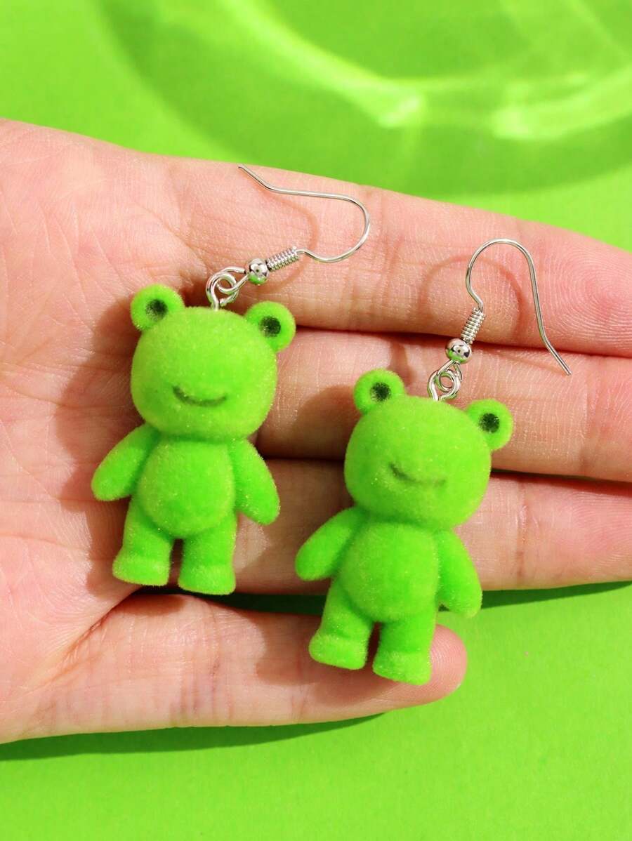 1 Pair Fashionable, Exquisite, Cute, Lively, Fun, Personalized, Versatile Cartoon Frog Dangle Earrings For Women, Suitable For Daily, Commute, Festivals, Holidays