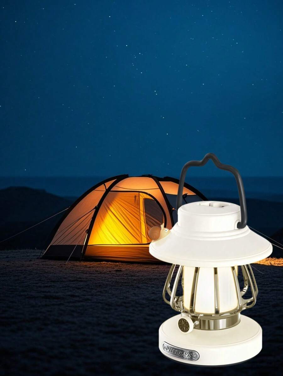 1pc LED Outdoor Camping Light, 3 Color Temperatures, USB Rechargeable Tent Light, Portable Lamp, Fishing/Night Market Light, Emergency Lighting