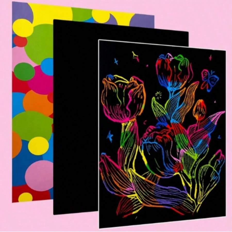 12 piezas de papel de arte para rayar con diseño arcoíris. Juego de manualidades de arte juvenil adecuado como regalo de Navidad para adolescentes, artesanías juveniles y pintura para rayar DIY