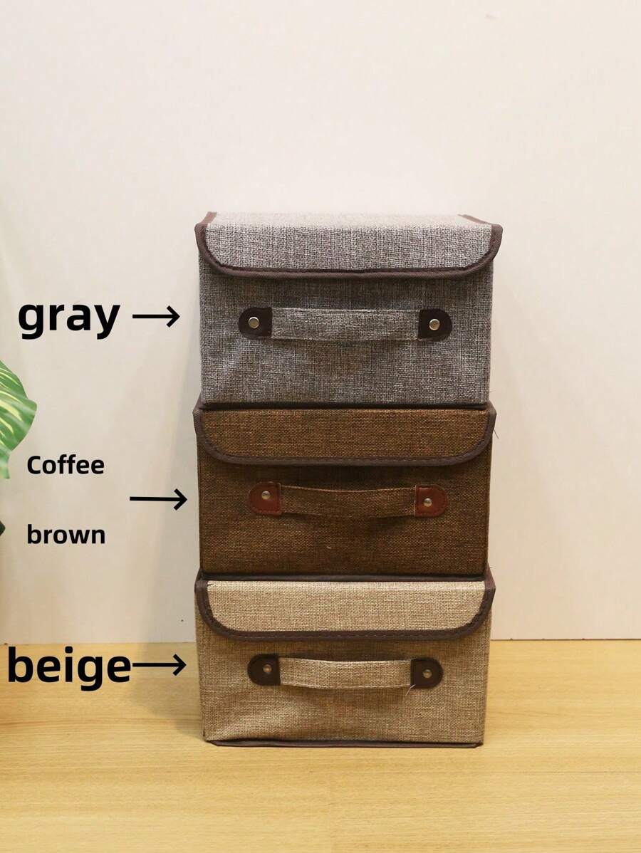 1 Stück faltbare Aufbewahrungsbox aus Leinen, Aufbewahrungskorb mit Deckel, kleine/mittlere/große Kleidungsaufbewahrungsbox, Organizer Box für den Schreibtisch, Kleideraufbewahrungswürfel, Aufbewahrungskorb mit großer Kapazität und Deckel