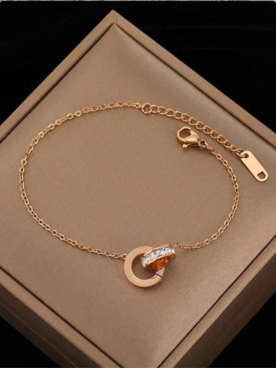 1 Stück Edelstahl modische, vielseitige, elegante, koreanische Art, zarte, luxuriöse Nischendesign Armband mit römischen Ziffern, geeignet für den täglichen Gebrauch von Frauen