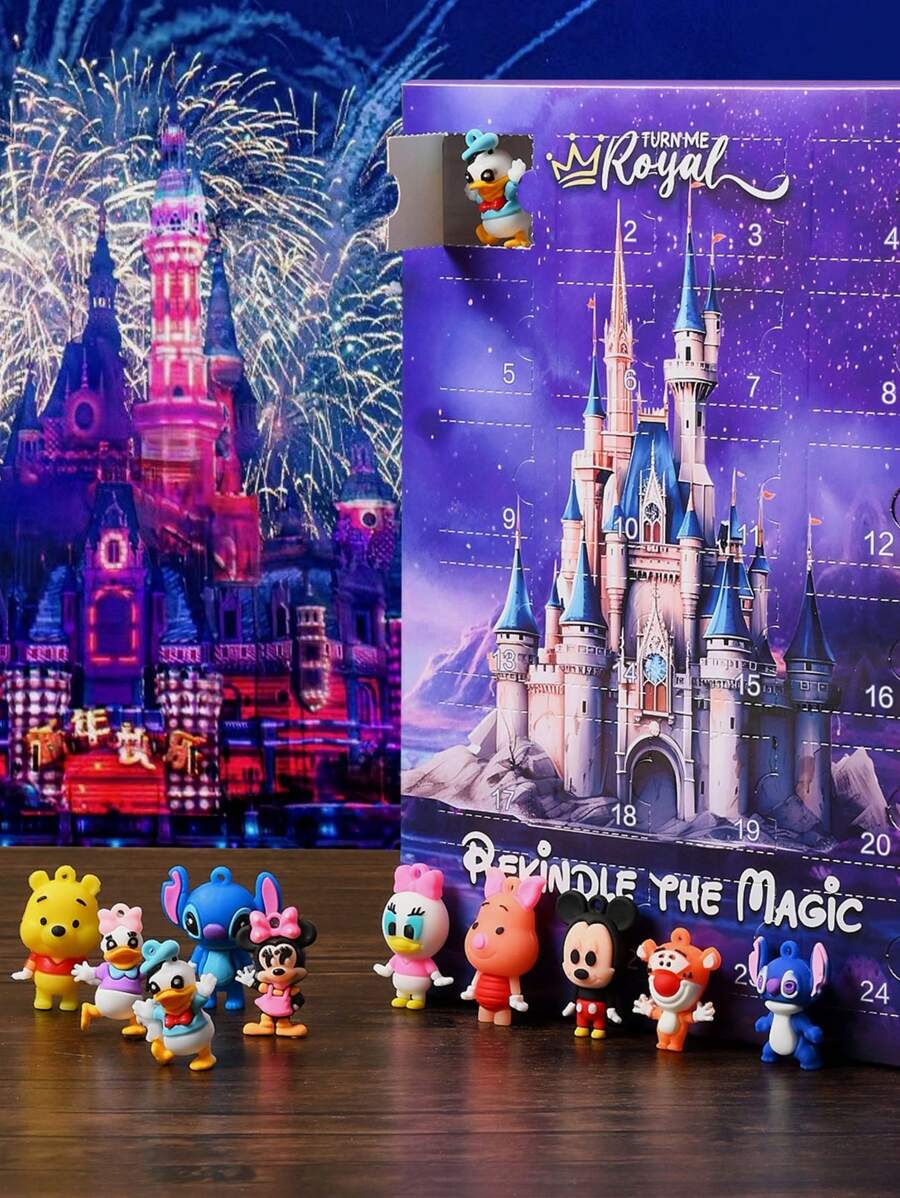 Disney 24PCS Disney Surprise Box Lucky Draw Game Cute Figure Keychain Fashion Accessory Decor For Bags Backpacks Room Desk Display Collectible Gifts Fun Play Novelty Items