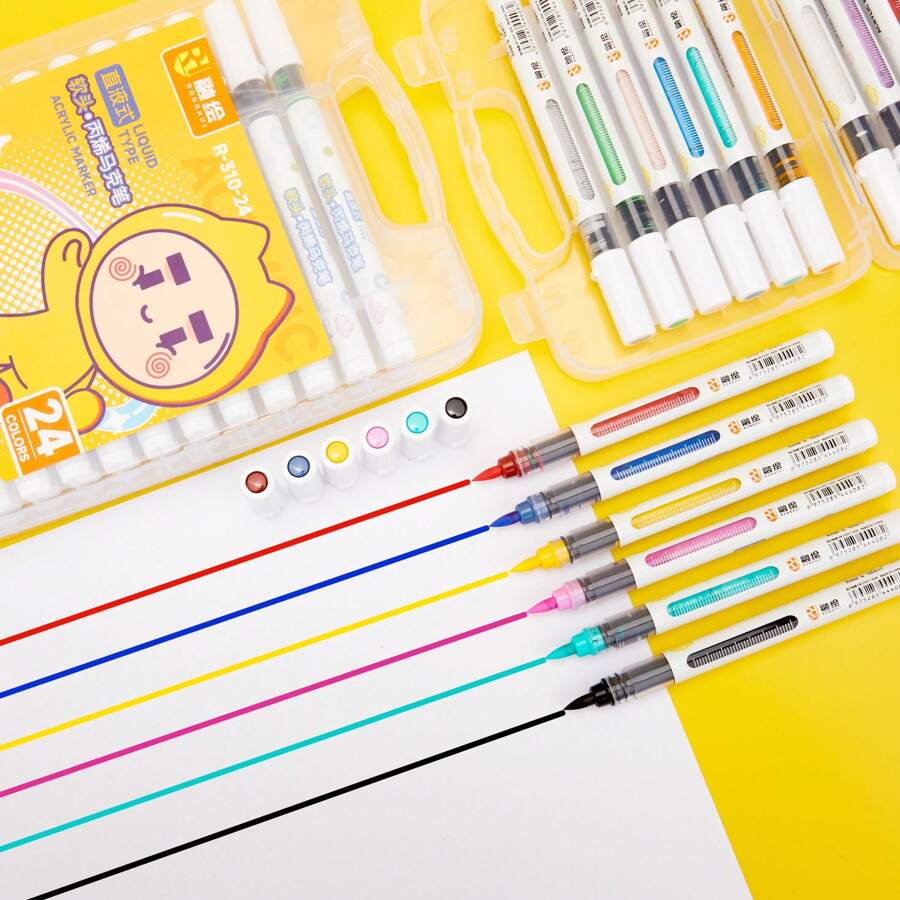 Ronghui 12/24/36/48 Colors, Acrylic Art Markers, Quick Drying Watercolor Pens For Drawing, Doodling, Teachers And Back To School Use