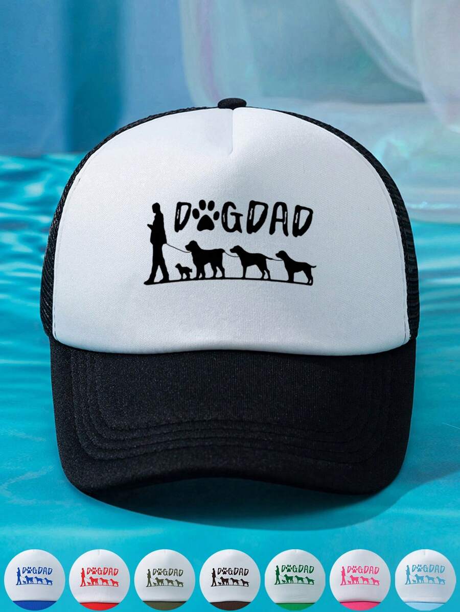 1 Stück Unisex Outdoor Lässig Mode einstellbare Größe UV-Schutz DOGDAD bedruckte luftdurchlässige weiche Mesh Baseballkappe Truckerkappe, geeignet für den täglichen Gebrauch