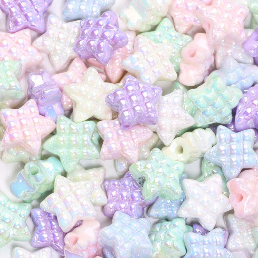 20 Pcs Colorful Acrylic Beads, Heart Star Spacer Beads, Suitable For Bracelet, Necklace Making, Earring Pendants, Jewelry DIY Accessories