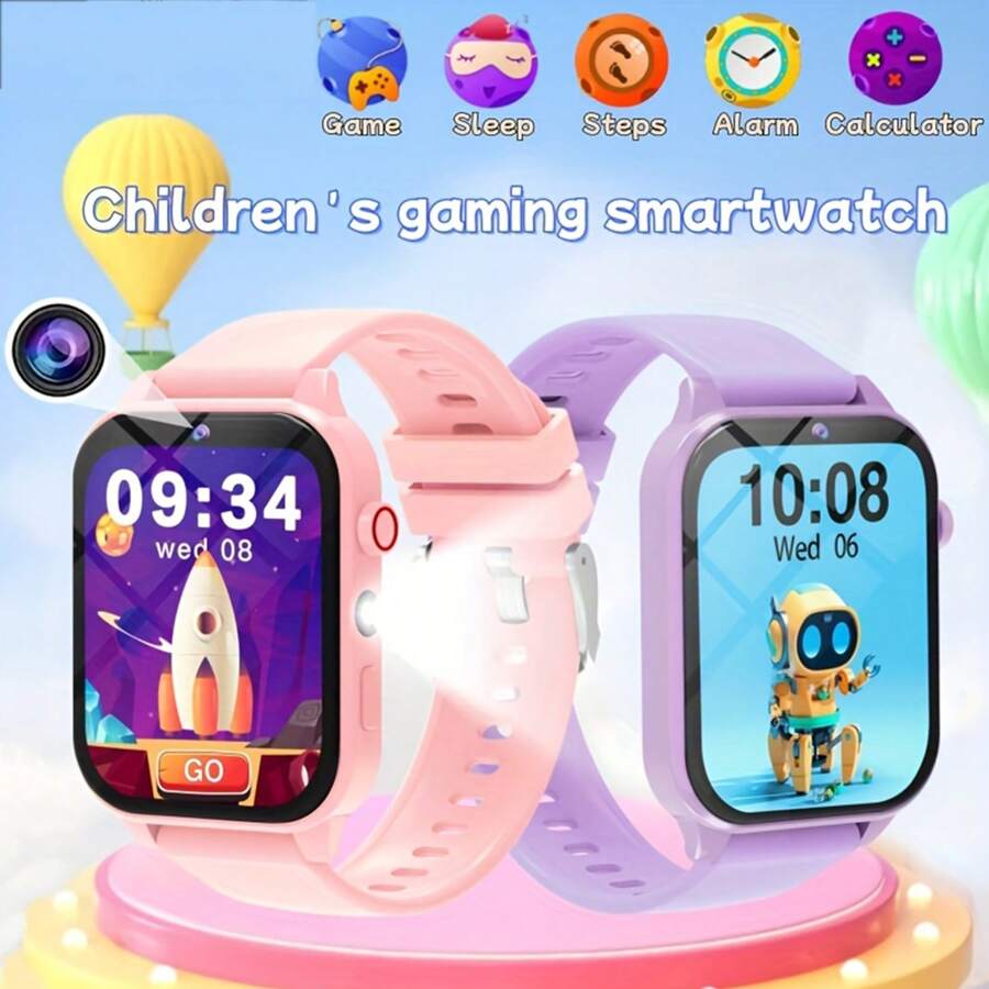 Heißestes Geschenk für Kinder, Kinder Smartwatch Neuheit 2025, Kinder Spieluhr, 18+ lustige Spiele, 1,83 Zoll Touchscreen, Energiesparchip, Schrittzähler, Fotos machen, Taschenlampe, Schlafüberwachung, Alarmerinnerung, Kamera, Fotoalbum, Spiele, Kalender, Schrittzählung, Countdown, Rechner, Stoppuhr, Taschenlampe