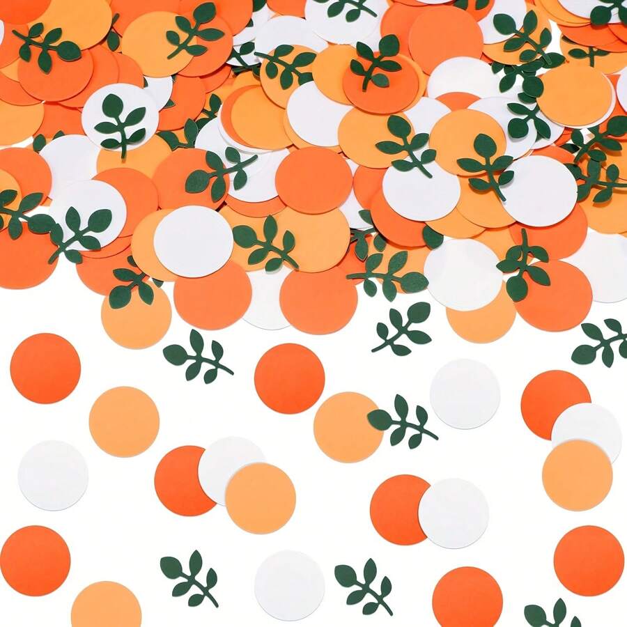 100 Stück Konfetti mit Orange-Thema für Neujahrsfeier, gemischte Farben mit Eukalyptus Deko, für Zitrus-Themen Tischdekorationen, Hochzeits-/Geburtstagszubehör