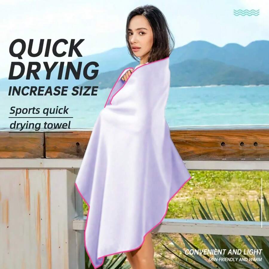 1pc Double-Sided Microfiber Ultra-Absorbent Fast Drying Towel, Sports & Fitness Towel, Lavender Purple, Moisture-Wicking, Sand-Free, Portable Yoga Swimming Camping Hiking Sports Towel