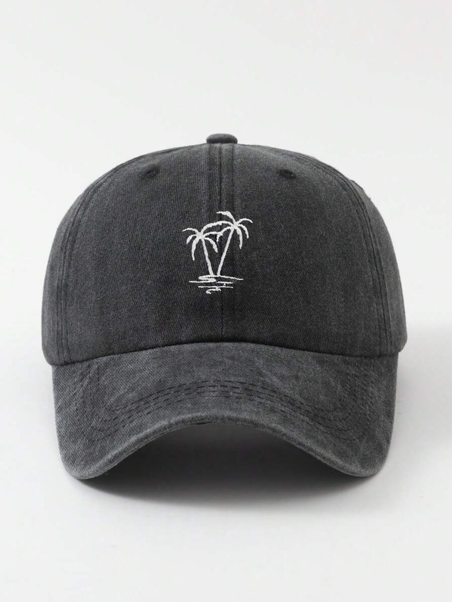 Șapcă de baseball unisex cu broderie din copac de cocos spălată, stil Y2K, 1 buc., pălărie cu protecție solară pentru exterior, potrivită pentru sporturi în aer liber, naveta zilnică