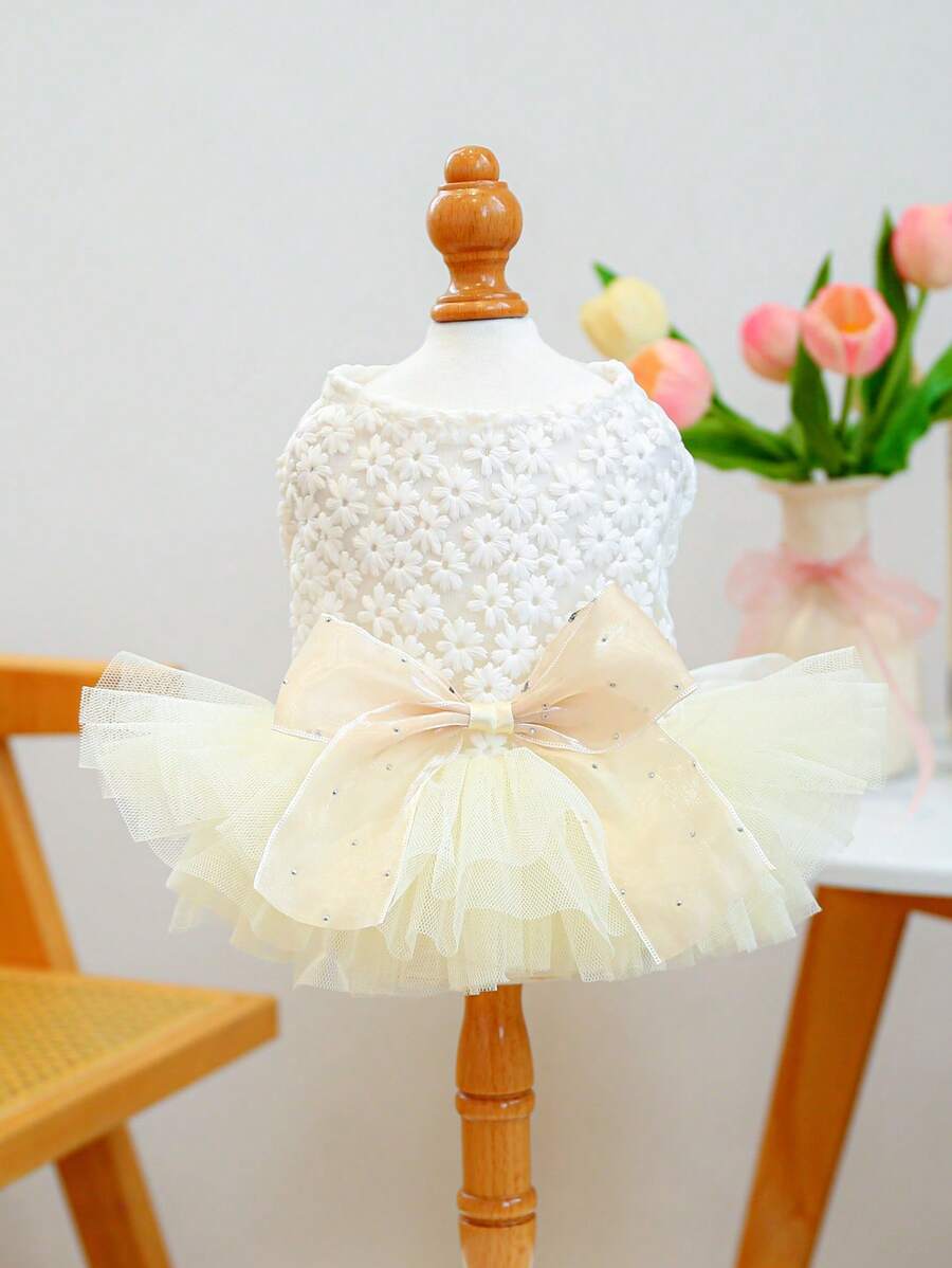 1pc Pet Dress, Dog/Cat Apparel, Stylish & Cute Outfit For Small Pets, Casual & Romantic Wedding Veil Themed Clothes