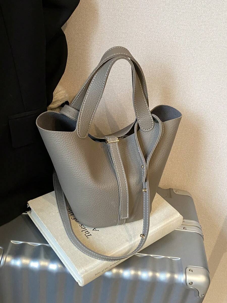 2pcs/Set Large Capacity Letter Decor Shopping Basket, Crossbody And Top Handle Bag, Chic & Unique Design