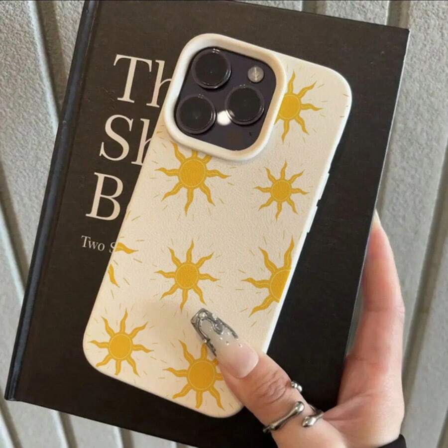 1 pieza Funda de teléfono de material TPU con patrón de girasol simple compatible con iPhone//Redmi Phones