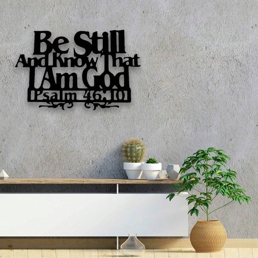 1 Stück Metall Wandkunst, Wanddekoration, Heimdekoration, Bibelvers, Psalm, Psalm 46:10, "Seid still und erkennt, dass ich Gott bin"