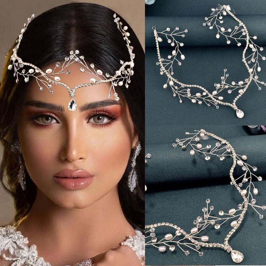 1pc Silver Hair Accessory For Women, Handmade Bridal Headpiece, Crown Hairstyle Decor Suitable For Wedding, Engagement, Party, Christmas