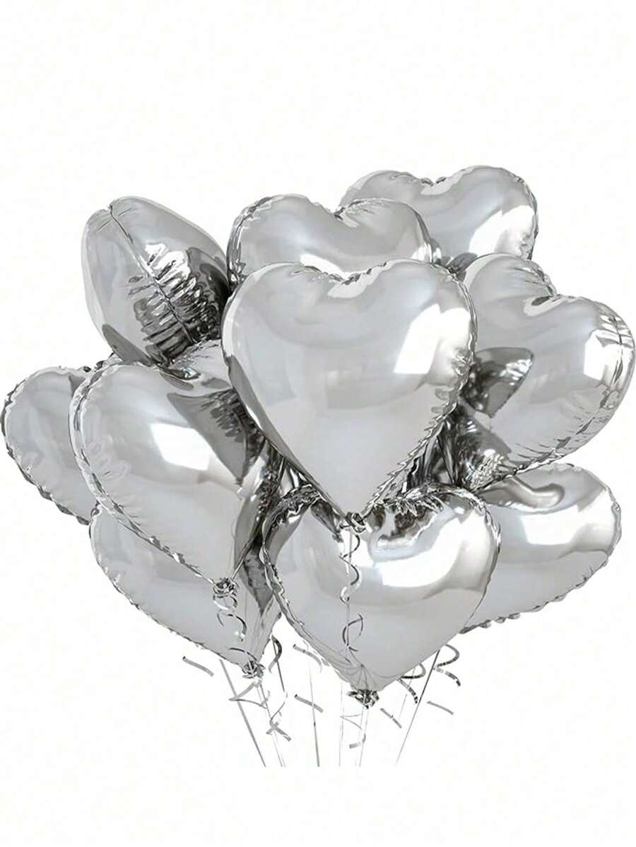 18-Inch Silver Love Aluminum Film Balloon, Suitable For Confession Decoration, Date Decoration, Wedding Decoration, Festival Decoration, Etc.