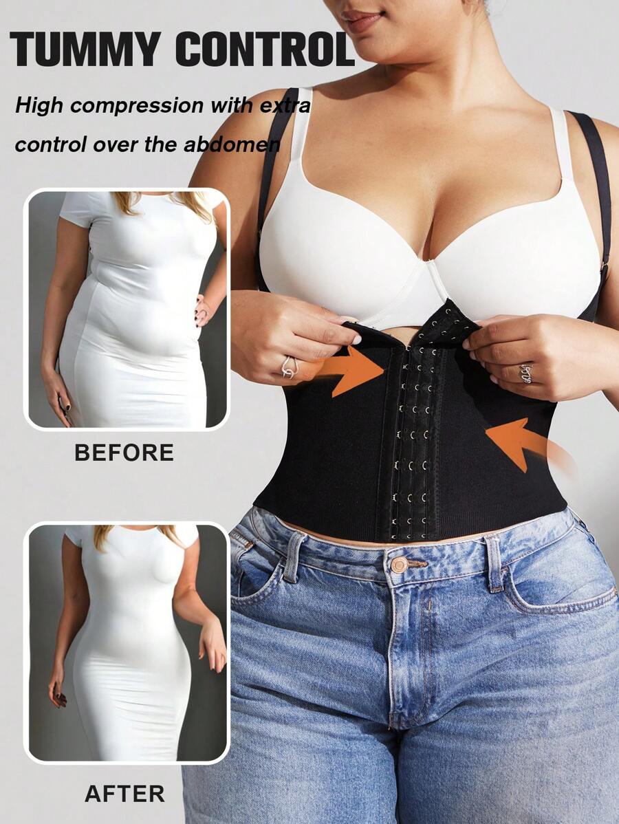 1 pieza Moldeador corporal talla grande para mujer que da forma a la cintura, con sujeción micromodelada de los senos, cierre del vientre y cintura delgada, para mujeres de talla grande
