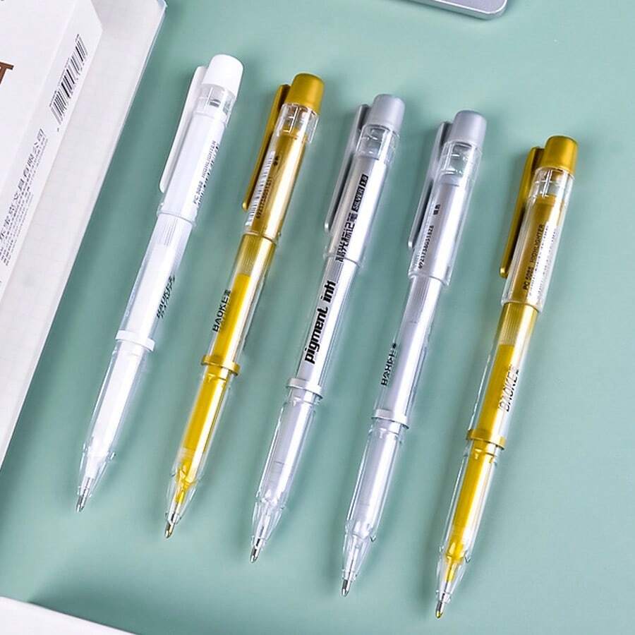 1 Box 3pcs/6pcs 1.0mm Gold Glitter Drawing Markers, White Highlights Pens, Creative Colored Ballpoint Pens For Students School Supplies, Back To School