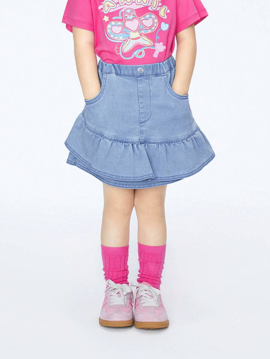 Annil Children's Clothing: Girl Xiaotong Xiaoa Wears A Denim Skirt For Summer