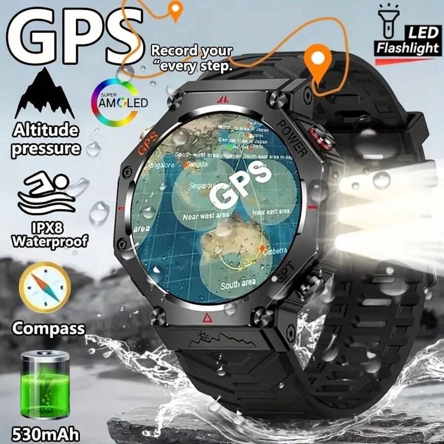 Hwagol 1,39 Zoll TFT Smartwatch mit Bluetooth Anruf/107 Sportmodi/Schlafverfolgung/Schrittzähler, Smartwatch mit Taschenrechner, GPS, anpassbarem Zifferblatt, kompatibel mit Android & iOS, 530mAh Akku, geeignet für Frauen & Männer