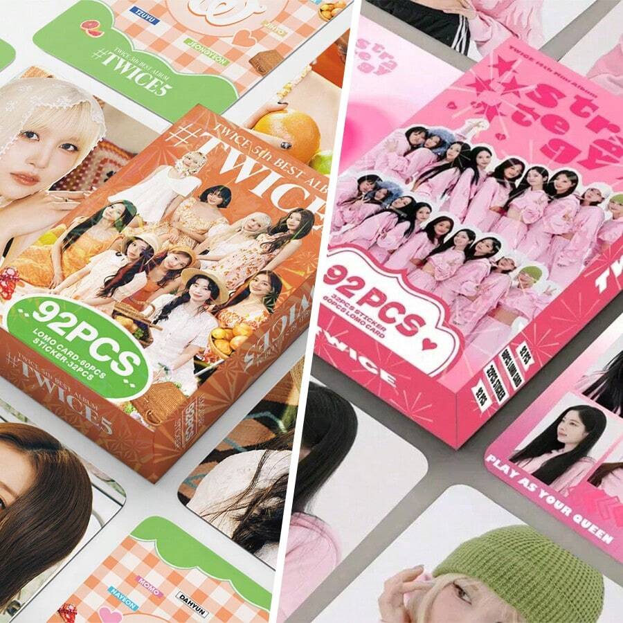 Sanrio Cartão fotográfico oficial do 14º álbum, cartão LOMO, nova caixa holográfica KPOP Nayeon, coleção de cartões fotográficos do álbum DIVE, cartão LOMO, cartões fotográficos de fãs, cartões comemorativos, marcadores de página - 92 peças (60 cartões + 32 adesivos)