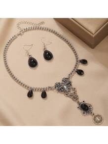 Vintage Sun Pendant Necklace Set