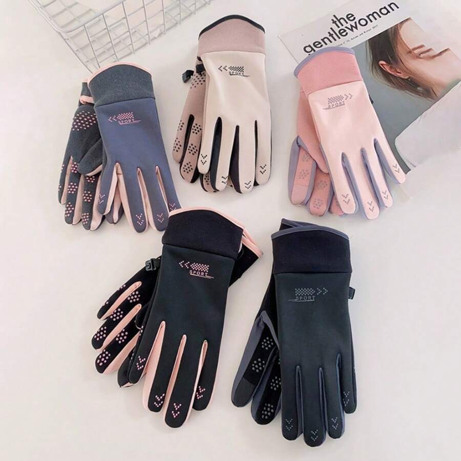 1 Pair Waterproof Touch Screen Cycling Gloves, Thermal Lined Thin Style, Lightweight & Windproof, Suitable For Outdoor Cycling Sports