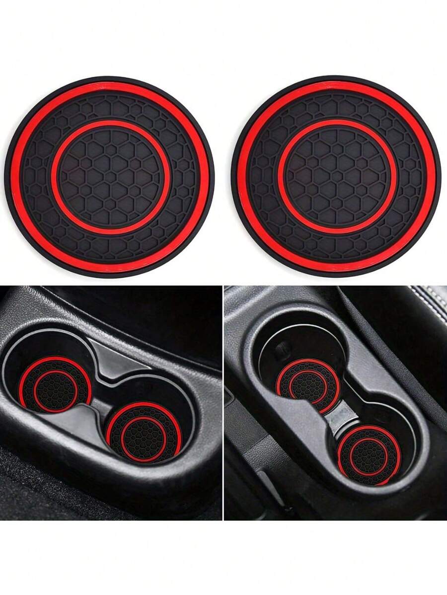 2 piezas Premium Almohadilla antideslizante de silicona de 2.75 pies para el panel de control central - Goma de alta calidad, a prueba de polvo, diseño a juego en rojo y negro - Perfecto para proteger el interior de tu automóvil