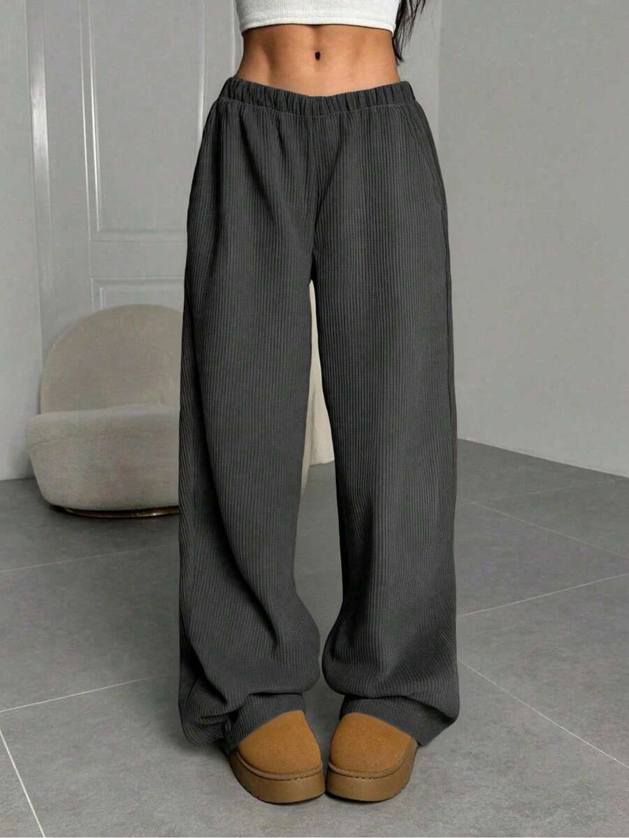 1 pezzo Pantaloni dritti in velluto a coste casual/da pendolare semplici di colore unito per ragazze/adolescenti