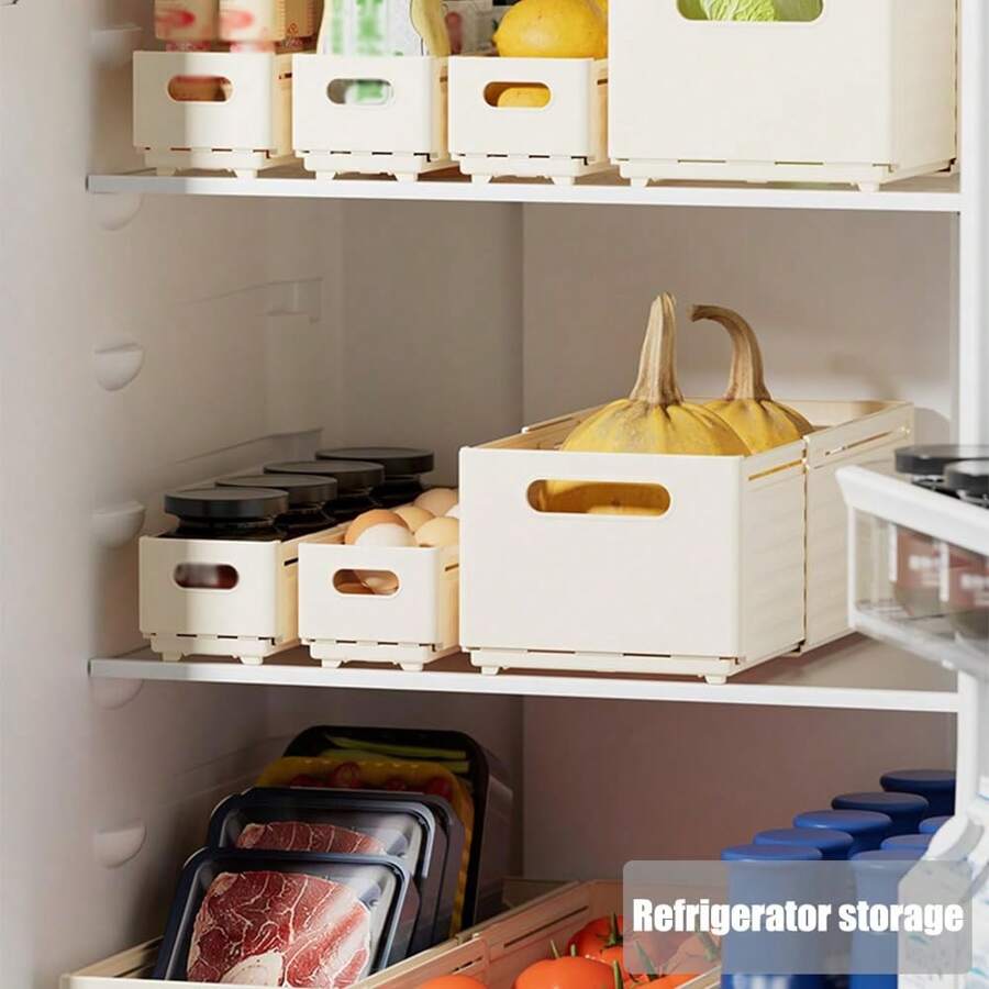 1pc Expandable Plastic Storage Drawer Box, Toy Chest, Cabinet Organizer Basket, Kitchen Countertop Spice Jar Container