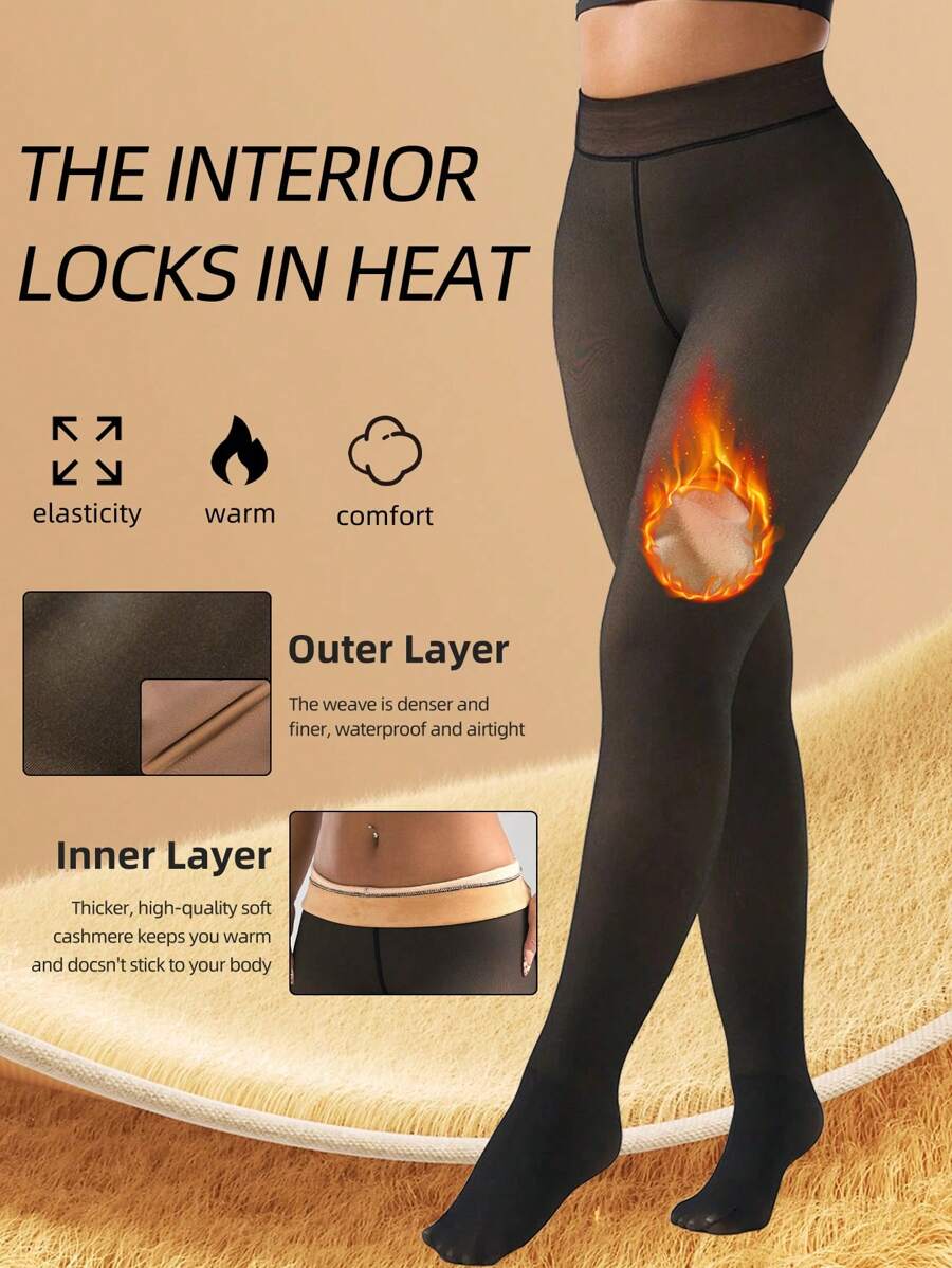 1pc 220g Women's Autumn And Winter Warm Silk Stockings, Black Long Socks Tight Pants, Bare Leg Artifact, Sexy And Cold Resistant Leggings For Business And Work In Winter, With Thick Fleece Pantyhose (Suitable For -20 ° C)