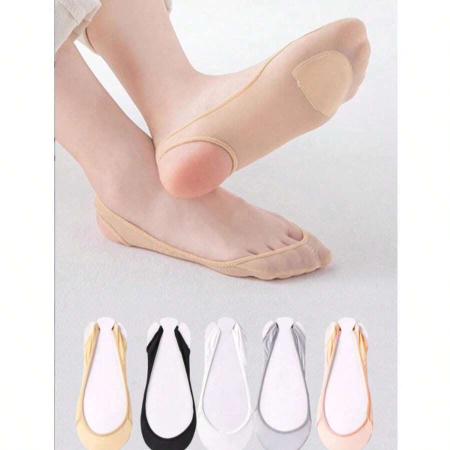1/5 paires de chaussettes bateau invisibles pour femmes. Chaussettes en silicone d'été anti-dérapantes pour chaussures à talons hauts. Chaussettes fines en soie glacée sans semelle