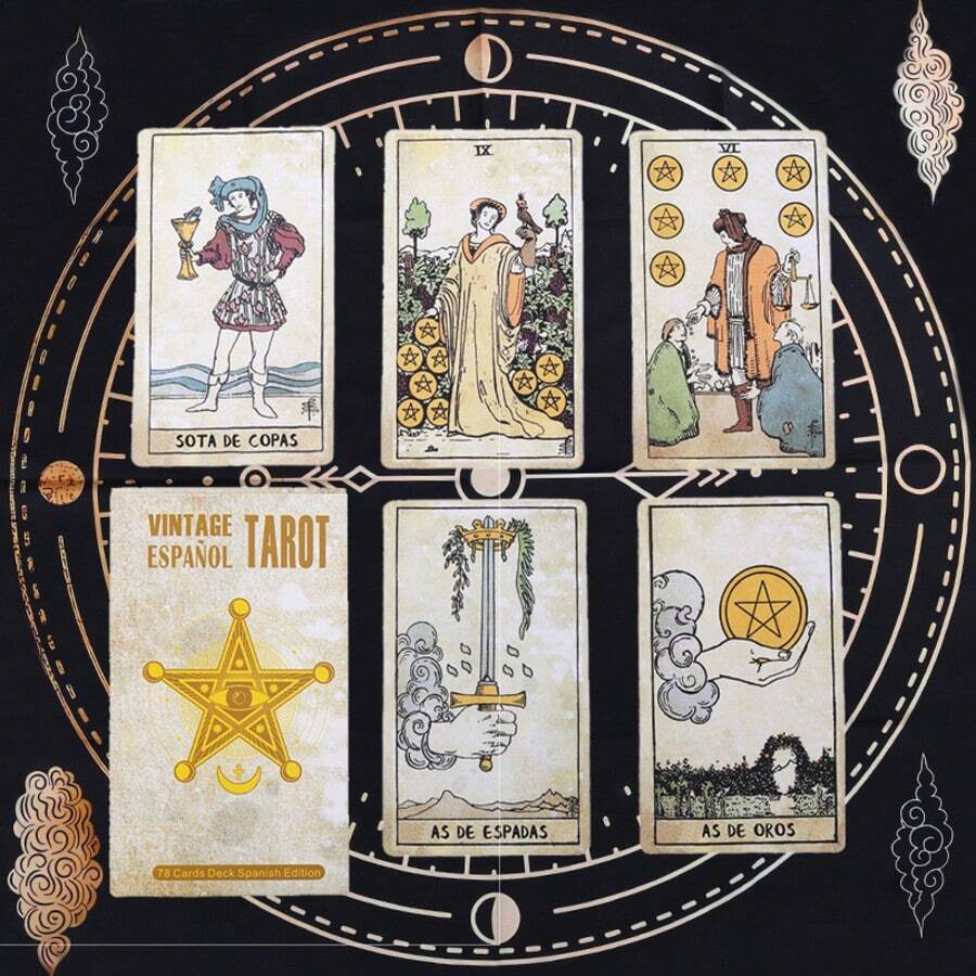 Baraja de Tarot vintage de estilo español misterioso - Libera el poder de la adivinación, 78 cartas para principiantes