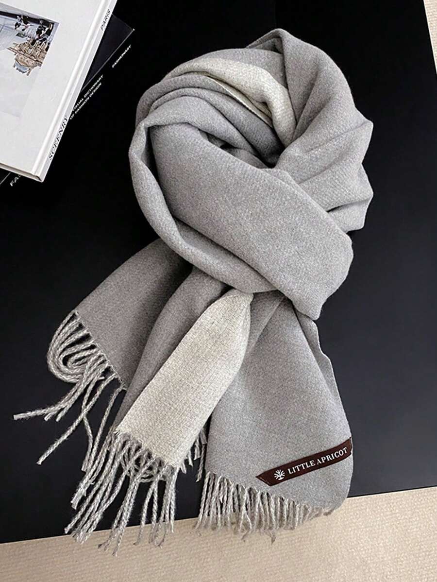 1 pieza Bufanda gruesa y reversible de mujer de doble cara de estilo cashmere sintético, accesorio de invierno cálido y resistente al viento