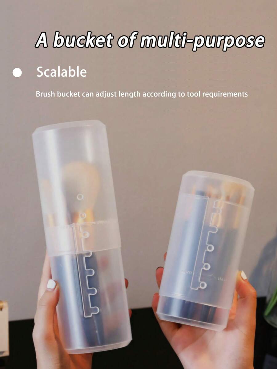 A Versatile Adjustable Desktop Brush With A Simple Dust-Proof Brush, Covered Makeup Brush, Pen Comb Storage, Telescopic Bucket, Portable With Cover
