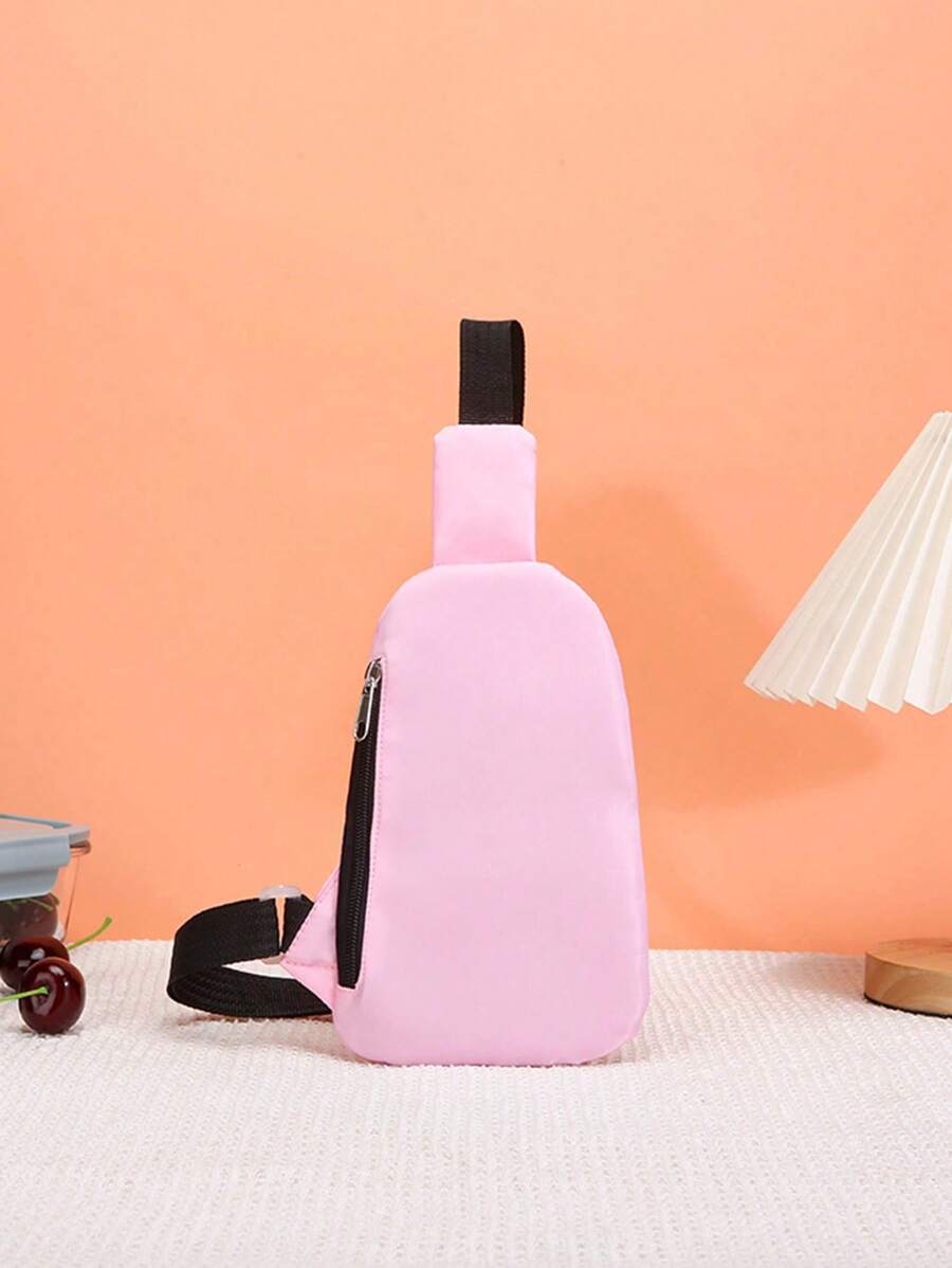1 pieza Bolso cruzado versátil y de moda, estilo deportivo, de unicolor simple, de material de nailon, de gran capacidad, con cierre de cremallera, adecuado para adolescentes, viajes, escuela, actividades al aire libre y recreación
