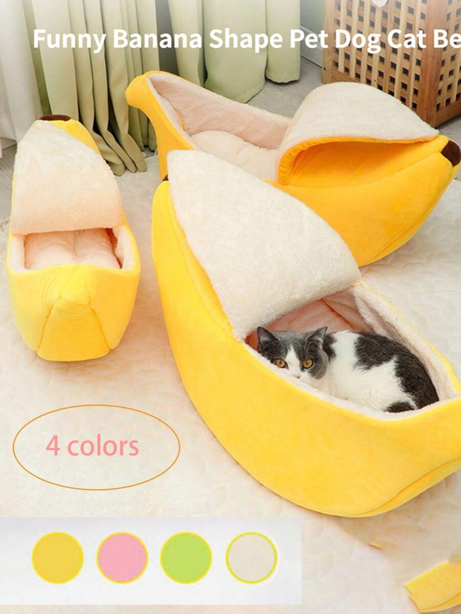 Universal Washable Cartoon Cat House Pet Mat - Soft Winter Warmth, Adorable Banana Nest Design, Easy Clean, Perfect For Your Furry Friends