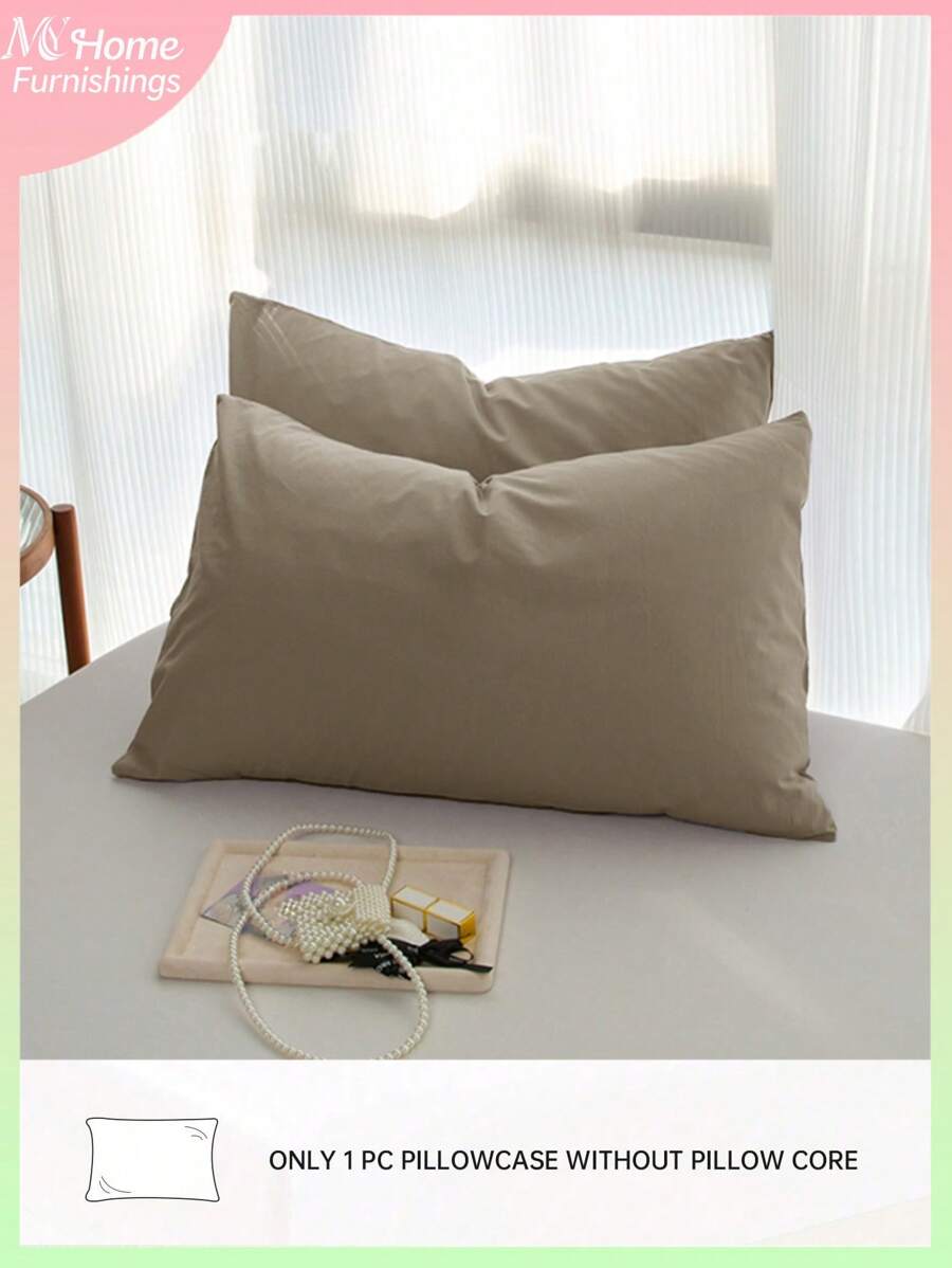 1pc Unfilled Washable Pillow Cover In Brown Color