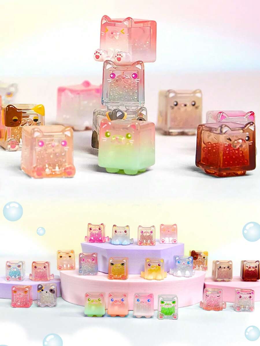 1pc/3pcs Assorted Anime Cute Cat Model Blind Box/Bag, PVC Material Action Figure, Perfect Gift For Anime Fans, Suitable For Office Desk Decor