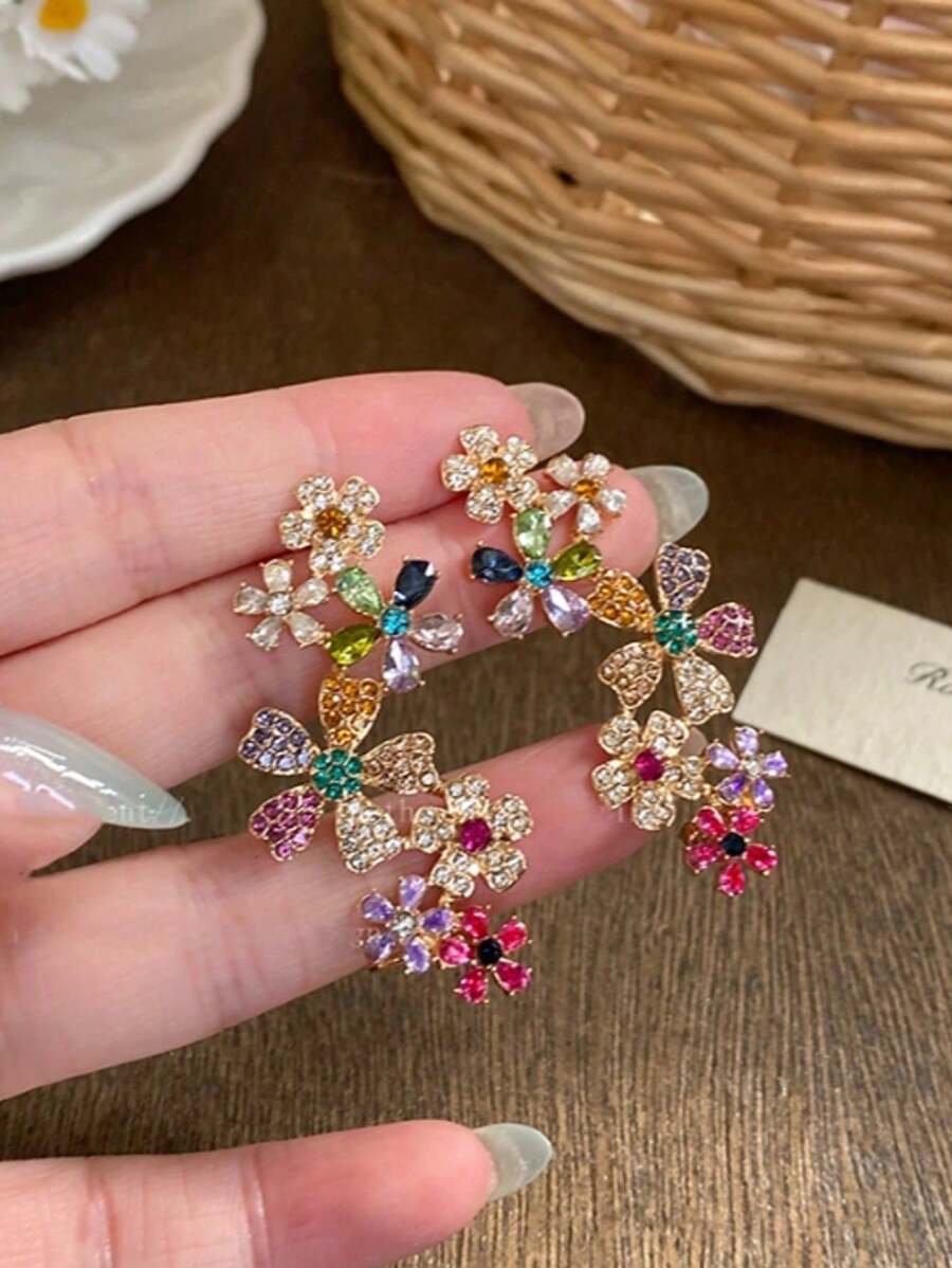 Elegant Luxurious Exquisite Boho Gorgeous Multicolored Cubic Zirconia Earrings For Woman Summer Daily Beach Vacation Music Festival Party ,Gift For Her
