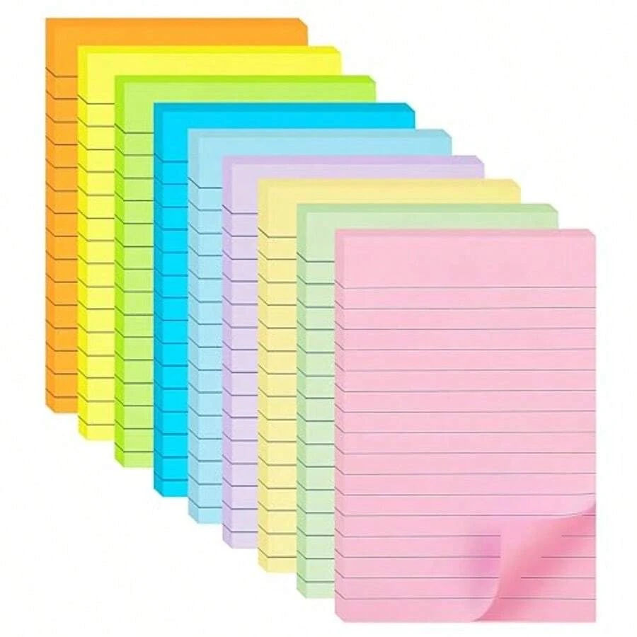 9 Pack Lined Sticky Notes 4X6 In Post 9 Pastel Colors Large Ruled Post Sticky Colorful Super Sticking Power Memo Pads Strong Adhesive Sticky Notes With Lines Office Home 35 Sheets Pad