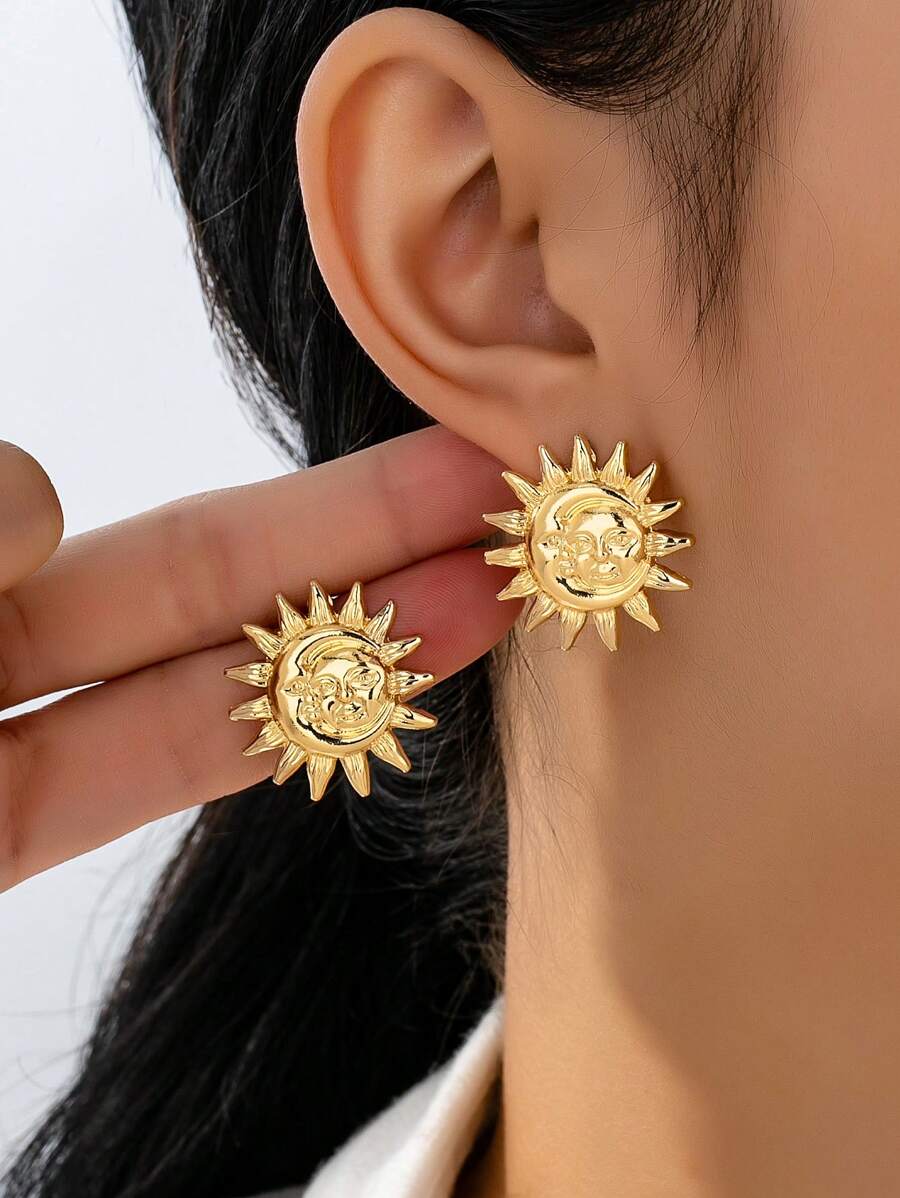 1 pieza Pendientes tipo botón con tema minimalista de océano, aptos para uso diario, fiesta, vacaciones en la playa, boda, baile de graduación y talla grande