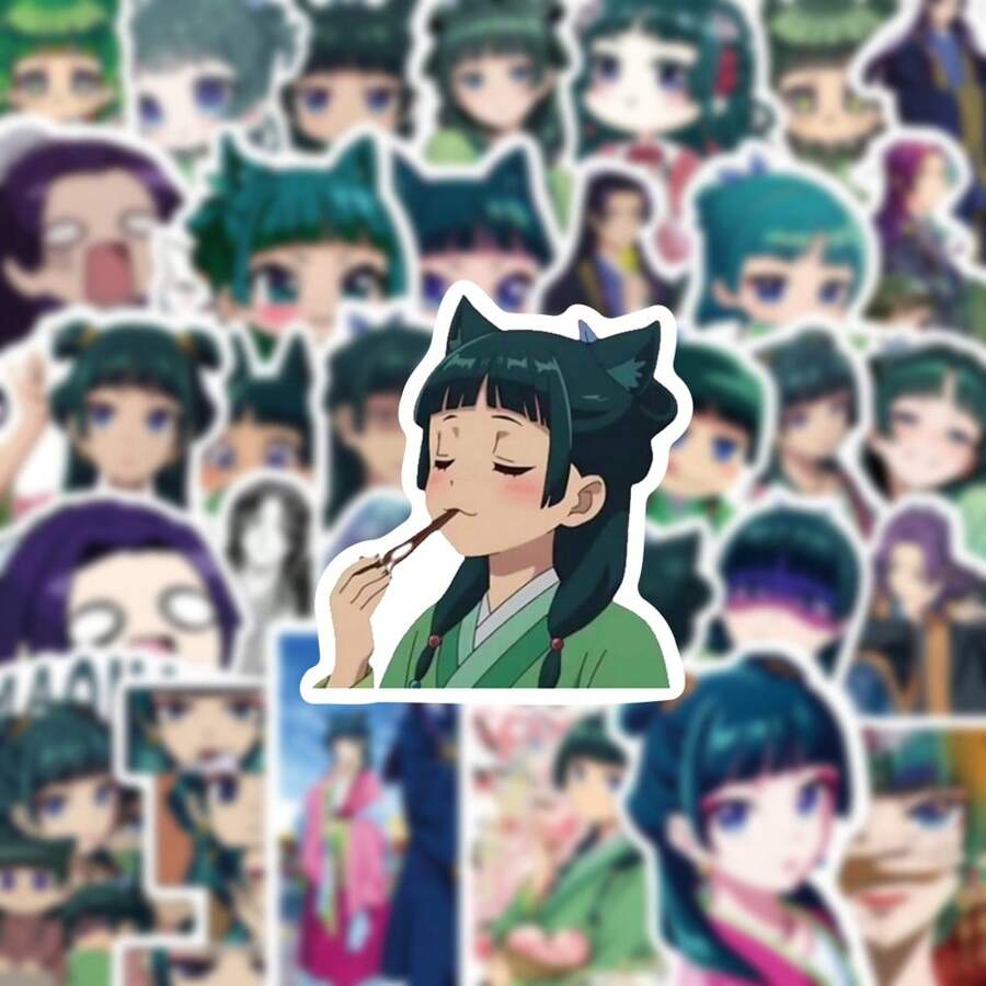 50 Stücke Anime "Die Apothekertagebücher" Aufkleber, süße Cartoonmädchen Aufkleber für Handy Hülle, Gepäck, Notizbücher, Kawaii Graffiti Aufkleber, Schulmaterial, Schulanfang