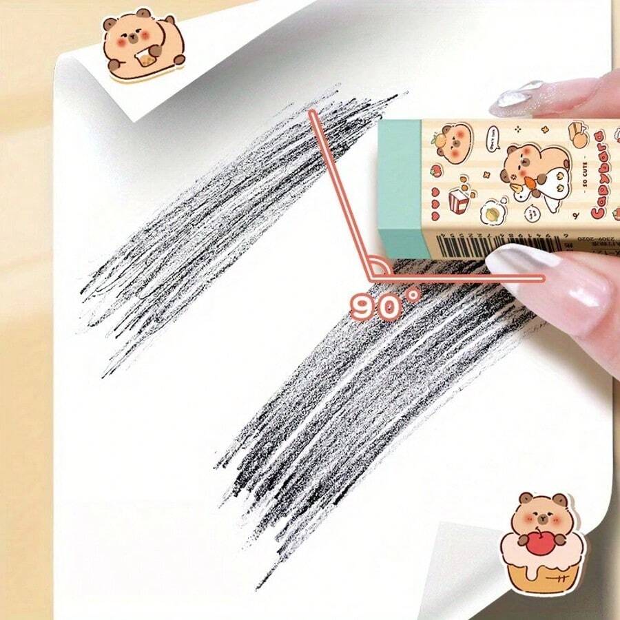 20 piezas Borrador de Capibara de estilo aleatorio, borrador de lápiz lindo y largo, borrador de dibujo animado sin restos, volumen pequeño y portátil, regalo creativo para estudiantes, temporada de regreso a clases, temporada de graduación (color y estilo aleatorio)