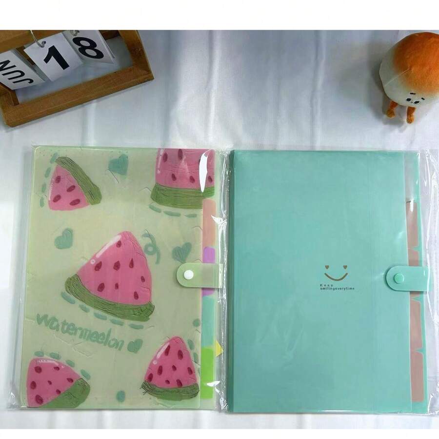 2 Packs Expanding File Folders With 5 Pockets 16 Labels, School Home Office Must Have, 4 Summer Fruits Patterns Optional