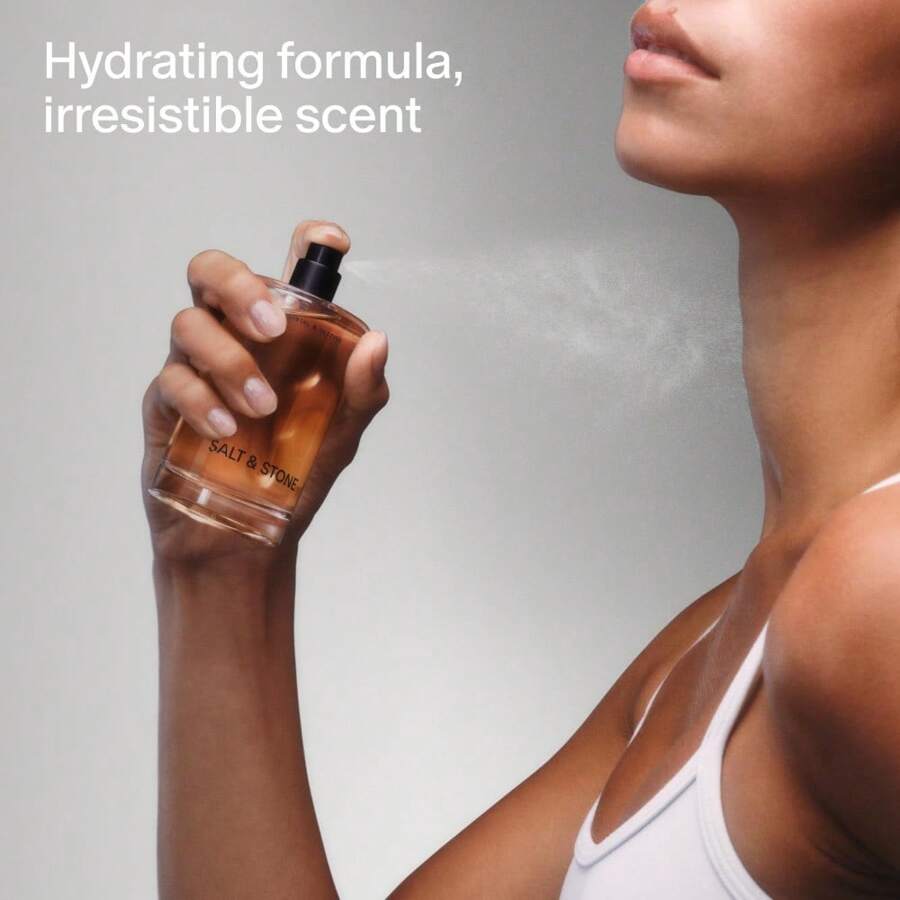 Fragancia corporal, aroma a sándalo y vetiver, spray para el cabello y Body con ingredientes de cuidado de la piel para mujeres y hombres, fragancia hidratante con glicerina y algas rojas, vegano, libre de crueldad, 3.4 onzas fluidas