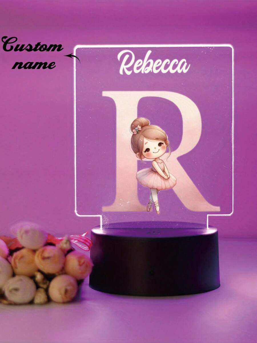 1pc Personalized Custom 26-Letter Princess 3D Light Illusion LED Night Light Warm Light/Rainbow Decorative Table Lamp Night Gift For Teachers, Children, Couples, Girlfriends, Family Members, Pets - Birthday, Graduation, Back-To-School Season, Christmas Wedding Decoration